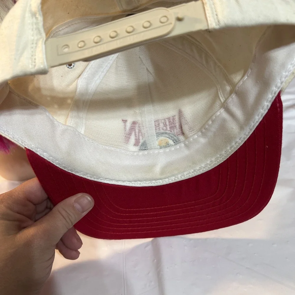 Vintage American Rod And Reel Club SnapBack Hat White And Red